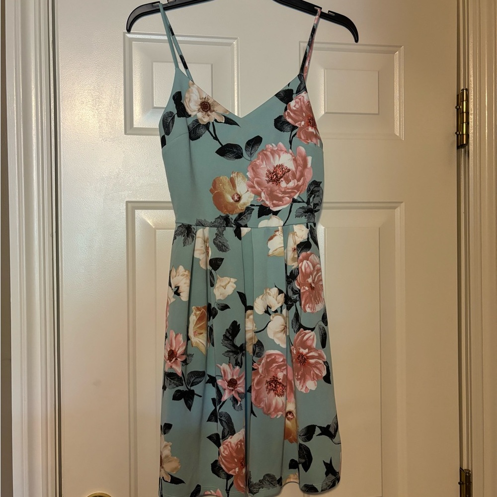 Monteau Floral Mini Dress - Blue and Pink